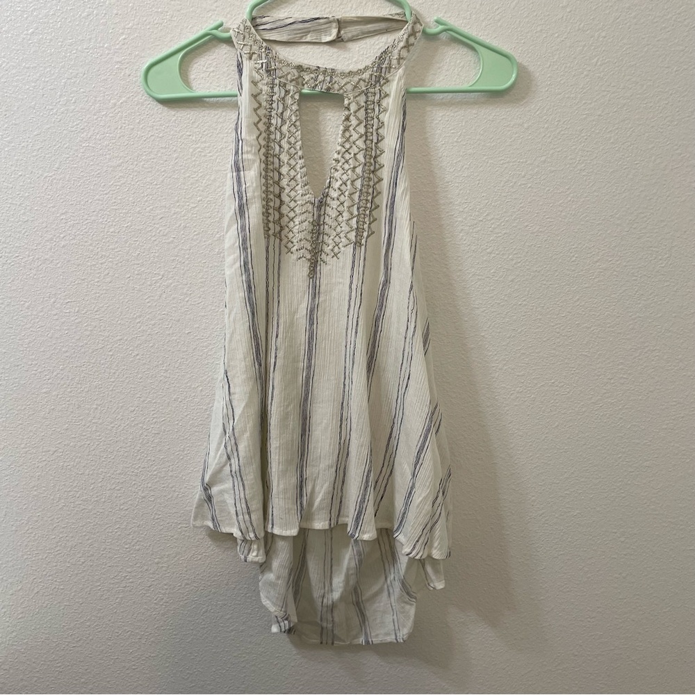 O’Neil tropical tank top white tan medium